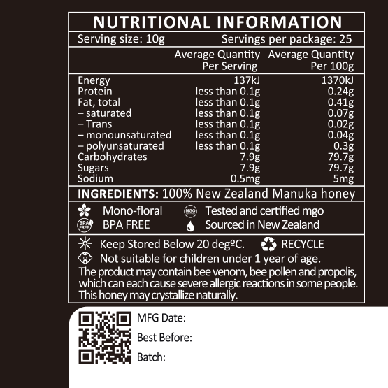 UMF™25+ MGO 1200+ QB Manuka Honey