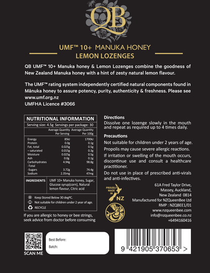 QB 마누카 허니 레몬 로젠지 파우치 135g
